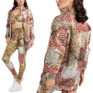 GUESS Maculage Mix Connie Printed Mock-Neck Full Zip Dress Sweater Jacket L NEW